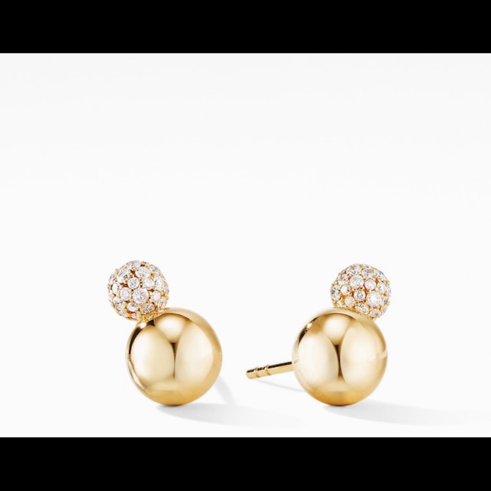 New in Box David Yurman Solari Stud Earrings in 18K Yellow Gold with Diamonds - Picture 3 of 9